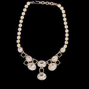 Vintage Runway Monet Rhinestone Swarovski Crystal Necklace Black Clear Signed